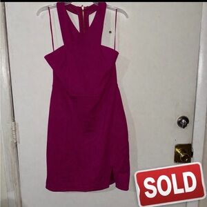 Express Vibrant Fuchsia Backless Dress